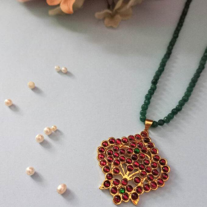 Temple pendant with crystal chain