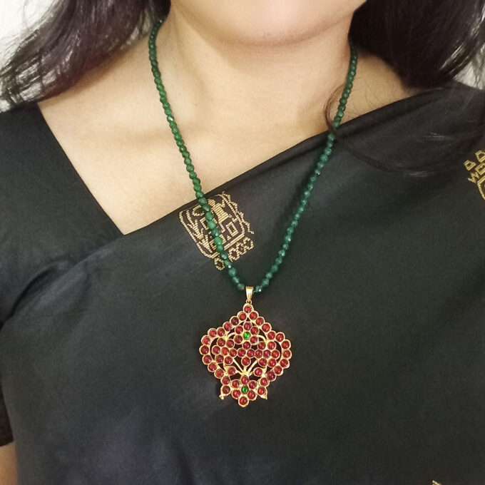 Temple pendant with crystal chain